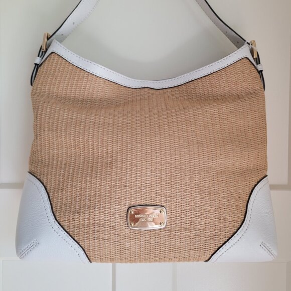 Michael Kors Millbrook Wicker Straw Hobo Shoulder Bag Beige - Picture 2 of 12